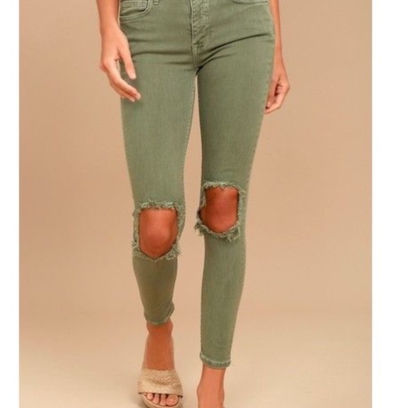 army green ripped jeans